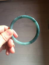 Load image into Gallery viewer, 58.5mm Certified Type A 100% Natural dark green/blue/gray with Guatemala slim flat round cut Jadeite bangle BG200-8830
