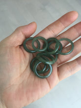 Load image into Gallery viewer, 100% natural type A ice watery dark green/gray/black(冰油青) jadeite jade band ring AU83
