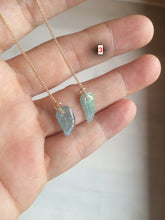 Load image into Gallery viewer, 100% Natural icy green/blue/yellow/gray leaf dangling Guatemala jadeite Jade earring AX52
