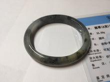 Load image into Gallery viewer, 49mm certified Type A 100% Natural icy watery yellow black(WuJi) oval Jadeite Jade bangle BM113-2674
