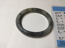 Load image into Gallery viewer, 49mm certified Type A 100% Natural icy watery yellow black(WuJi) oval Jadeite Jade bangle BM113-2674
