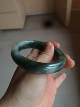 Load image into Gallery viewer, 卖了  57.7mm Certified Type A 100% Natural oily dark green/black/white Jadeite Jade bangle AM86-0393
