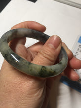 Load image into Gallery viewer, 49mm certified Type A 100% Natural icy watery yellow black(WuJi) oval Jadeite Jade bangle BM113-2674
