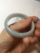 Load image into Gallery viewer, 53.5mm Certified Type A 100% Natural light green white oval Jadeite bangle AU2-3837
