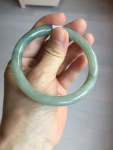 Load image into Gallery viewer, 57mm Certified type A 100% Natural  light green gray round cut Jadeite bangle PD39-9585
