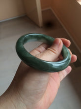 Load image into Gallery viewer, 卖了  57.7mm Certified Type A 100% Natural oily dark green/black/white Jadeite Jade bangle AM86-0393
