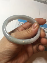 Load image into Gallery viewer, 53.5mm Certified Type A 100% Natural light green white oval Jadeite bangle AU2-3837
