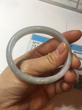 Load image into Gallery viewer, 53.5mm Certified Type A 100% Natural light green white oval Jadeite bangle AU2-3837
