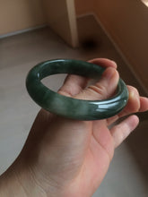 Load image into Gallery viewer, 卖了  57.7mm Certified Type A 100% Natural oily dark green/black/white Jadeite Jade bangle AM86-0393
