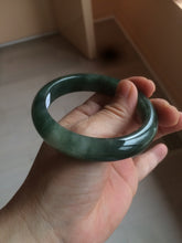 Load image into Gallery viewer, 卖了  57.7mm Certified Type A 100% Natural oily dark green/black/white Jadeite Jade bangle AM86-0393
