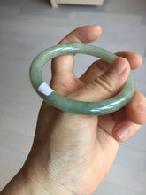 Load image into Gallery viewer, 57mm Certified type A 100% Natural  light green gray round cut Jadeite bangle PD39-9585
