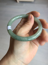 Load image into Gallery viewer, 57mm Certified type A 100% Natural  light green gray round cut Jadeite bangle PD39-9585
