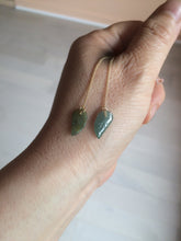 Load image into Gallery viewer, 100% Natural icy green/blue/yellow/gray leaf dangling Guatemala jadeite Jade earring AX52
