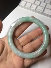 Load image into Gallery viewer, 56.5mm 100% natural type A white/sunny green round cut jadeite jade bangle BL108
