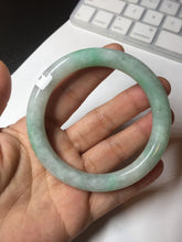 Load image into Gallery viewer, 56.5mm 100% natural type A white/sunny green round cut jadeite jade bangle BL108
