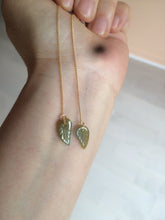 Load image into Gallery viewer, 100% Natural icy green/blue/yellow/gray leaf dangling Guatemala jadeite Jade earring AX52
