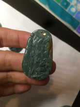 Load image into Gallery viewer, 100% natural green/blue/gray/yellow Guatemala jadeite jade landscape(山水) pendant AQ74
