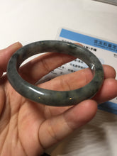 Load image into Gallery viewer, 49mm certified Type A 100% Natural icy watery yellow black(WuJi) oval Jadeite Jade bangle BM115-2675
