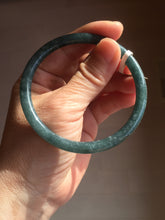 Load image into Gallery viewer, 58.5mm Certified Type A 100% Natural dark green/blue/gray with flying snow Guatemala slim round cut Jadeite bangle BG205-8825
