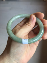 Load image into Gallery viewer, 55.8mm Certified type A 100% Natural  light green gray round cut Jadeite bangle PD38-9582

