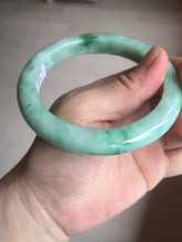 Load image into Gallery viewer, 60.5mm certified type A 100% Natural sunny green/white Jadeite Jade bangle B115-8218
