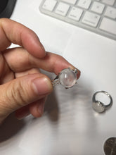 Load image into Gallery viewer, 100% Natural icy white clear ShuiMo Jade(水沫玉,foam of the water, quartzite) ring XY106
