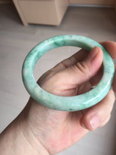 Load image into Gallery viewer, 60.5mm certified type A 100% Natural sunny green/white Jadeite Jade bangle B115-8218
