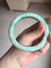 Load image into Gallery viewer, 60.5mm certified type A 100% Natural sunny green/white Jadeite Jade bangle B115-8218
