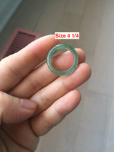 Load image into Gallery viewer, 100% natural type A ice watery dark green/gray/black(冰油青) jadeite jade band ring AU83
