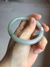 Load image into Gallery viewer, 54.5mm Certified type A 100% Natural  light green gray round cut Jadeite bangle PD37-9602
