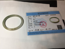 Load image into Gallery viewer, 48mm certified 100% natural Type A icy watery green/brown/gray slim oval jadeite jade bangle BL111-9436
