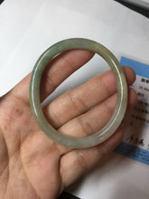 Load image into Gallery viewer, 48mm certified 100% natural Type A icy watery green/brown/gray slim oval jadeite jade bangle BL111-9436
