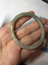 Load image into Gallery viewer, 48mm certified 100% natural Type A icy watery green/brown/gray slim oval jadeite jade bangle BL111-9436
