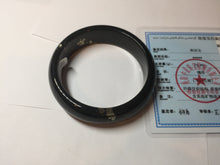 Load image into Gallery viewer, 60mm 100% Natural dark green/black meteorite Stellar Night sky broad style nephrite Jade bangle HF108-0063

