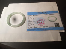 Load image into Gallery viewer, 55mm Certified type A 100% Natural light green/white  round cut Jadeite bangle BH4-0415
