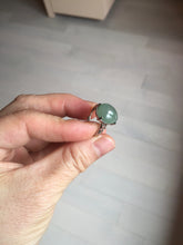 Load image into Gallery viewer, 100% natural type A dark green gray four-prong jadeite jade ring PC6
