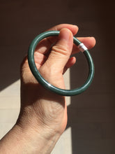 Load image into Gallery viewer, 59mm Certified Type A 100% Natural light green/blue/gray Guatemala slim round cut Jadeite bangle BP206-1034

