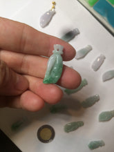 Load image into Gallery viewer, 100% natural type A icy watery sunny green/purple a pearl in my palm (apple of my eye, 掌上明珠) Jadeite jade bead AQ72
