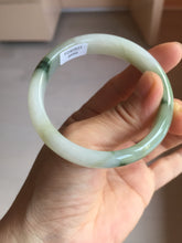 Load image into Gallery viewer, 53.9mm certified natural 100% natural Type A light green/white with green floating flowers jadeite jade bangle BP20-4999
