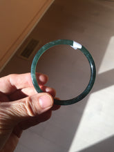 Load image into Gallery viewer, 57mm Certified Type A 100% Natural icy watery light green/blue/gray with flying snow Guatemala slim round cut Jadeite bangle BG197-2487
