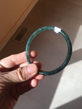 Load image into Gallery viewer, 57mm Certified Type A 100% Natural icy watery light green/blue/gray with flying snow Guatemala slim round cut Jadeite bangle BG197-2487
