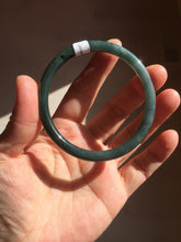 Load image into Gallery viewer, 57.3mm Certified Type A 100% Natural light green/blue/gray Guatemala slim round cut Jadeite bangle BP204-1007
