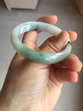 Load image into Gallery viewer, 53.9mm certified natural 100% natural Type A light green/white with green floating flowers jadeite jade bangle BP20-4999
