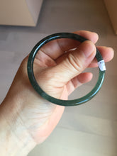 Load image into Gallery viewer, 57mm Certified Type A 100% Natural icy watery light green/blue/gray with flying snow Guatemala slim round cut Jadeite bangle BG197-2487
