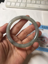 Load image into Gallery viewer, 54mm Certified type A 100% Natural  light green purple gray round cut Jadeite bangle PD35-9606
