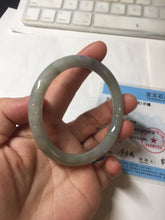Load image into Gallery viewer, 54mm Certified type A 100% Natural  light green purple gray round cut Jadeite bangle PD35-9606
