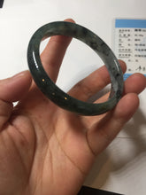 Load image into Gallery viewer, 56.8mm Certified 100% natural Type A oily dark green/gray (老油青) jadeite jade bangle PA78-6284

