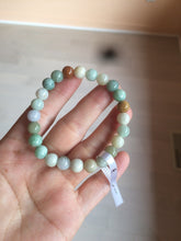 Load image into Gallery viewer, 7-7.6mm 100% natural type A green/white/yellow/brown jadeite jade beads bracelet AQ73
