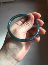 Load image into Gallery viewer, 58.3mm Certified Type A 100% Natural dark green/blue/gray Guatemala slim round cut Jadeite bangle BP201-5512
