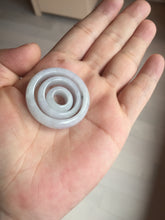 Load image into Gallery viewer, 33.6/23.5/14.7mm Type A 100% Natural light purple white Jadeite Jade concentric circle safety Guardian ring pendant set BK113
